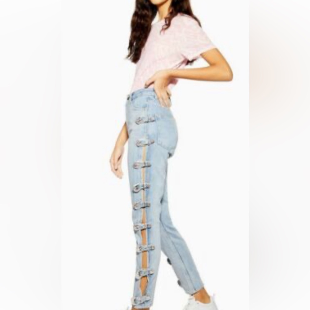 Top shop belt buckle mom jeans